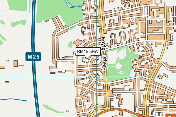 RM15 5HW map - OS VectorMap District (Ordnance Survey)