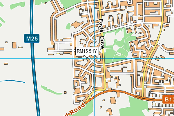 RM15 5HY map - OS VectorMap District (Ordnance Survey)