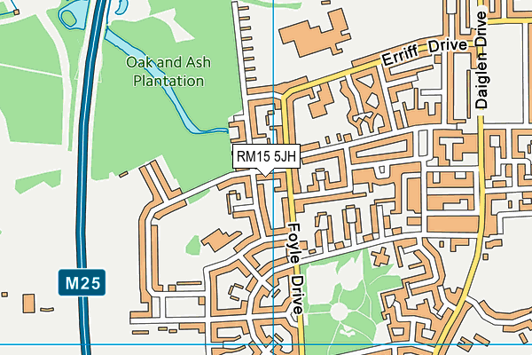 RM15 5JH map - OS VectorMap District (Ordnance Survey)