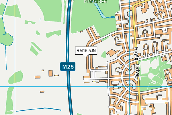 RM15 5JN map - OS VectorMap District (Ordnance Survey)