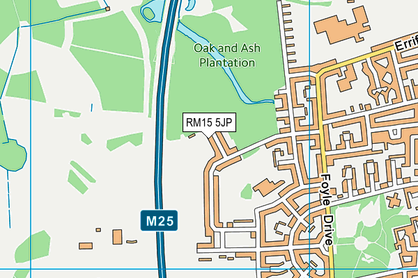 RM15 5JP map - OS VectorMap District (Ordnance Survey)