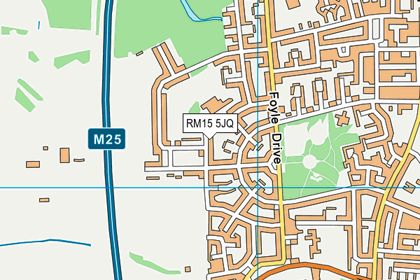 RM15 5JQ map - OS VectorMap District (Ordnance Survey)