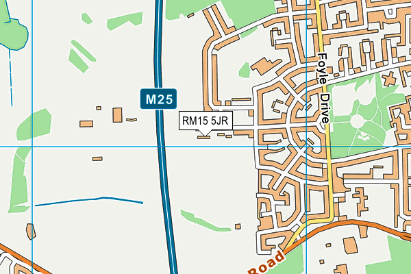 RM15 5JR map - OS VectorMap District (Ordnance Survey)