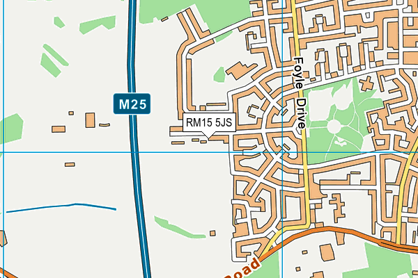 RM15 5JS map - OS VectorMap District (Ordnance Survey)