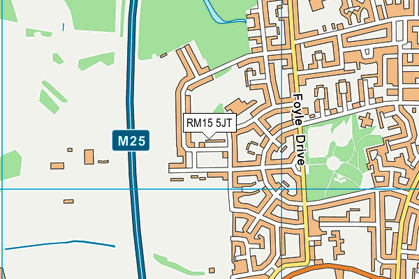 RM15 5JT map - OS VectorMap District (Ordnance Survey)