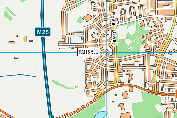 Thames Rfc map (RM15 5JU) - OS VectorMap District (Ordnance Survey)