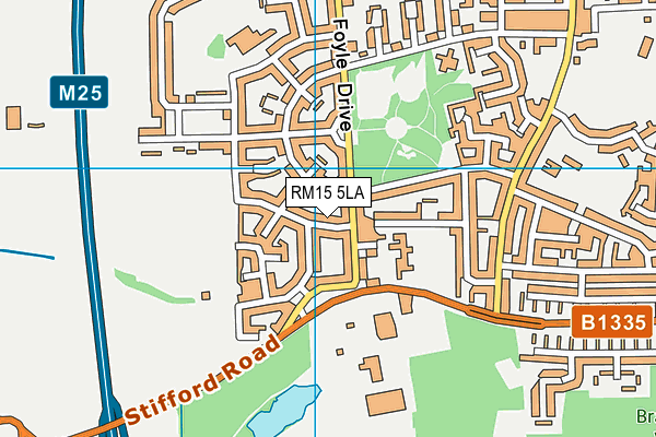 RM15 5LA map - OS VectorMap District (Ordnance Survey)