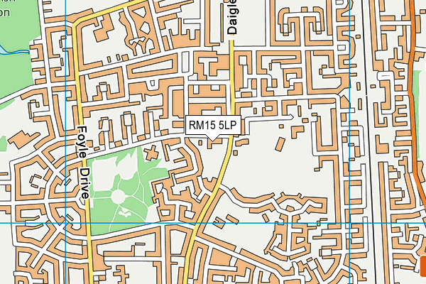 RM15 5LP map - OS VectorMap District (Ordnance Survey)
