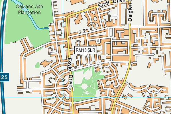 RM15 5LR map - OS VectorMap District (Ordnance Survey)