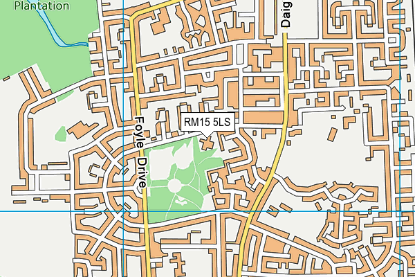 RM15 5LS map - OS VectorMap District (Ordnance Survey)