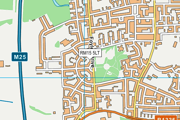 RM15 5LT map - OS VectorMap District (Ordnance Survey)