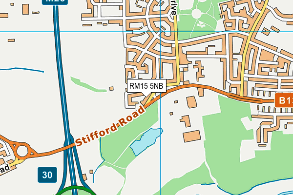 RM15 5NB map - OS VectorMap District (Ordnance Survey)