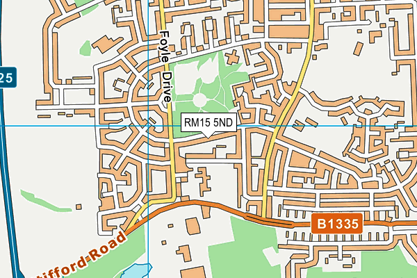RM15 5ND map - OS VectorMap District (Ordnance Survey)