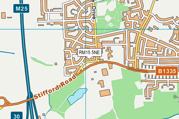 RM15 5NE map - OS VectorMap District (Ordnance Survey)