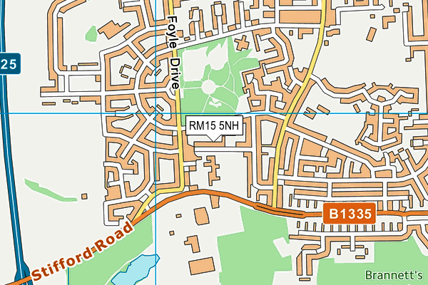 RM15 5NH map - OS VectorMap District (Ordnance Survey)