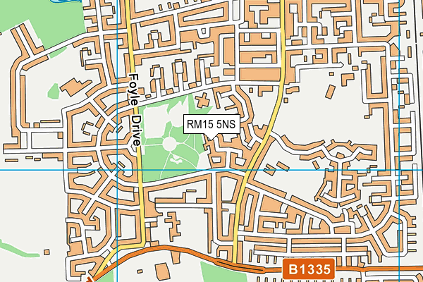 RM15 5NS map - OS VectorMap District (Ordnance Survey)