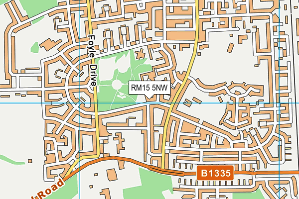 RM15 5NW map - OS VectorMap District (Ordnance Survey)