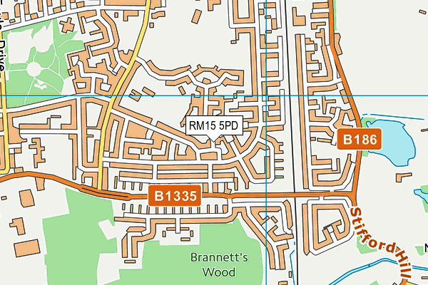 RM15 5PD map - OS VectorMap District (Ordnance Survey)