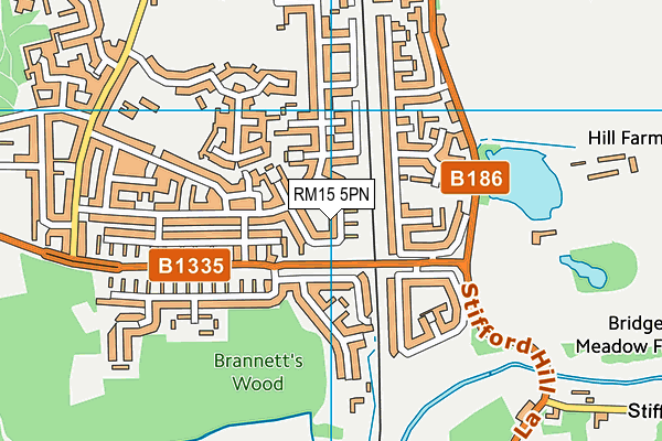 RM15 5PN map - OS VectorMap District (Ordnance Survey)