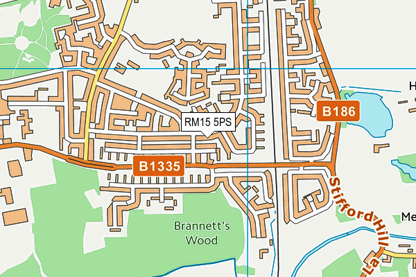 RM15 5PS map - OS VectorMap District (Ordnance Survey)