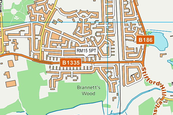 RM15 5PT map - OS VectorMap District (Ordnance Survey)