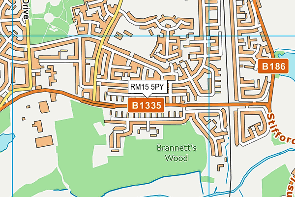 RM15 5PY map - OS VectorMap District (Ordnance Survey)