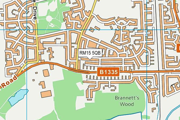 RM15 5QB map - OS VectorMap District (Ordnance Survey)