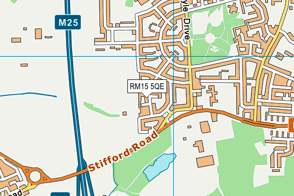 RM15 5QE map - OS VectorMap District (Ordnance Survey)