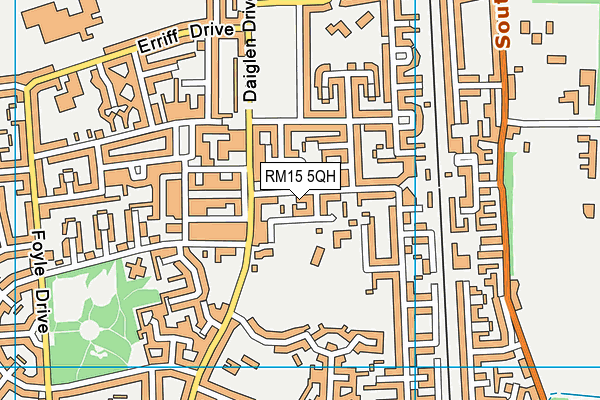 RM15 5QH map - OS VectorMap District (Ordnance Survey)