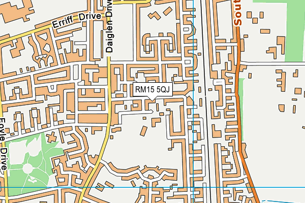 RM15 5QJ map - OS VectorMap District (Ordnance Survey)