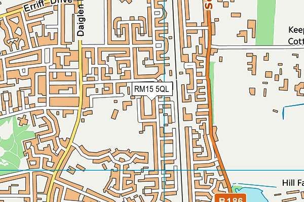 RM15 5QL map - OS VectorMap District (Ordnance Survey)