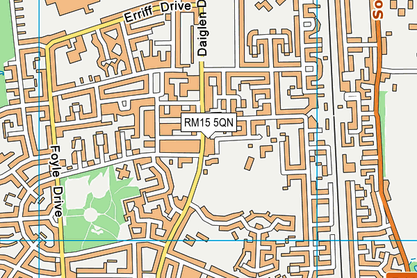 RM15 5QN map - OS VectorMap District (Ordnance Survey)