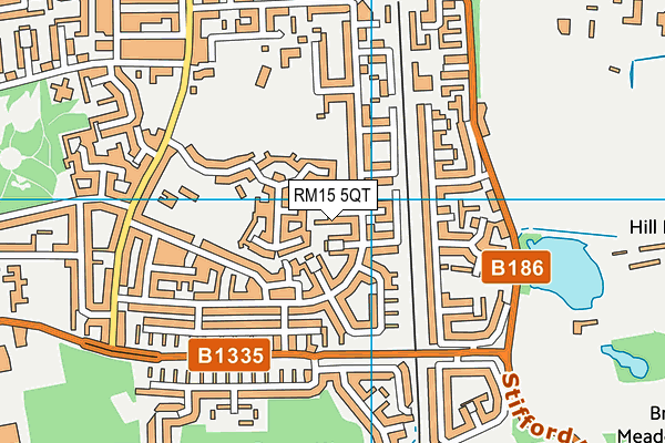 RM15 5QT map - OS VectorMap District (Ordnance Survey)