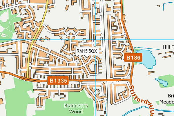 RM15 5QX map - OS VectorMap District (Ordnance Survey)