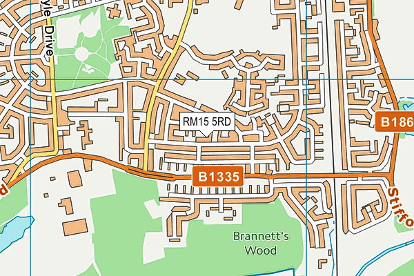 RM15 5RD map - OS VectorMap District (Ordnance Survey)