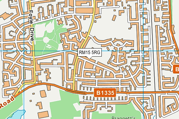 RM15 5RG map - OS VectorMap District (Ordnance Survey)