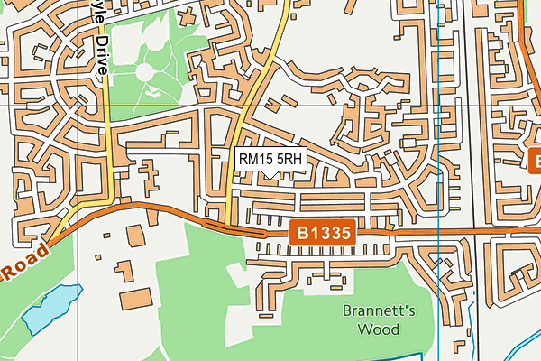 RM15 5RH map - OS VectorMap District (Ordnance Survey)