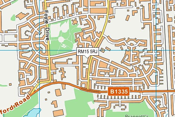 RM15 5RJ map - OS VectorMap District (Ordnance Survey)