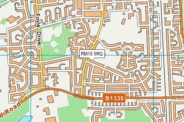 RM15 5RQ map - OS VectorMap District (Ordnance Survey)