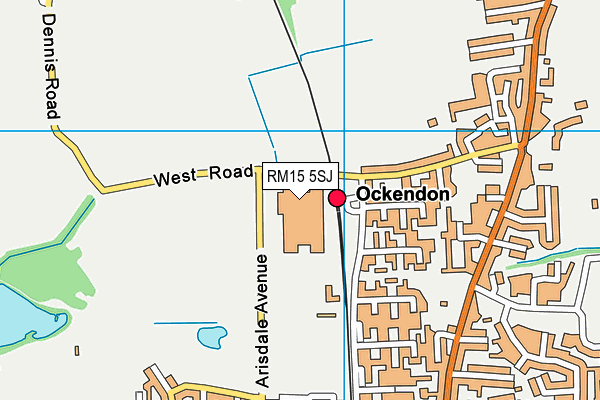 RM15 5SJ map - OS VectorMap District (Ordnance Survey)