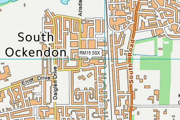 RM15 5SX map - OS VectorMap District (Ordnance Survey)