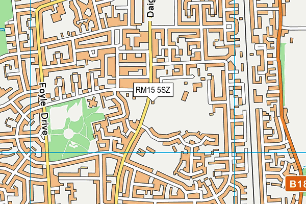 RM15 5SZ map - OS VectorMap District (Ordnance Survey)