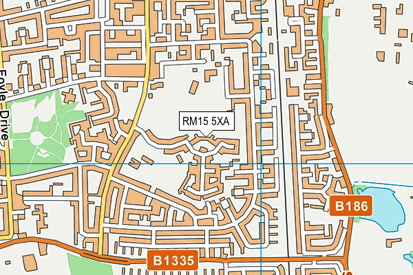 RM15 5XA map - OS VectorMap District (Ordnance Survey)