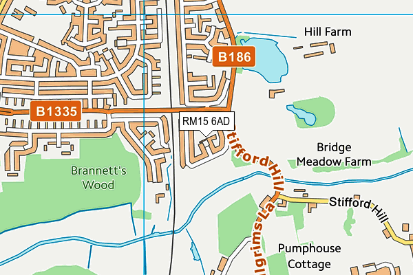 RM15 6AD map - OS VectorMap District (Ordnance Survey)