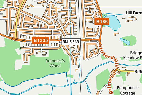 RM15 6AR map - OS VectorMap District (Ordnance Survey)
