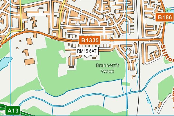 RM15 6AT map - OS VectorMap District (Ordnance Survey)