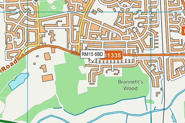 RM15 6BD map - OS VectorMap District (Ordnance Survey)