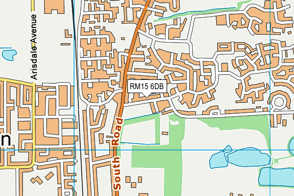 RM15 6DB map - OS VectorMap District (Ordnance Survey)