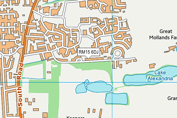RM15 6DJ map - OS VectorMap District (Ordnance Survey)