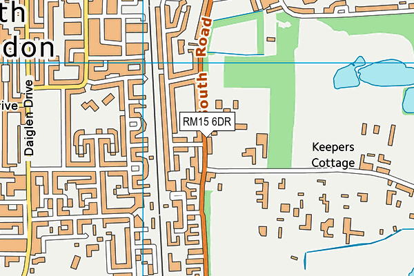 RM15 6DR map - OS VectorMap District (Ordnance Survey)